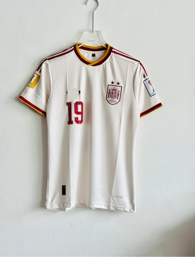Spain 2026 2 Star Away Kit Yamal number 19 white football jersey with embroidered team crest